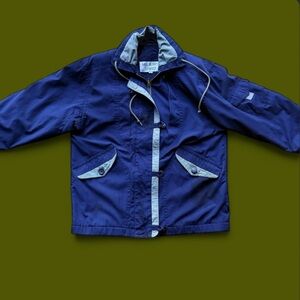 Mulberry street Blue zip up Jacket with Gray Details